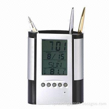 Promotion Calendar Pen Holder, with Time, Date, Week and Temperature Display, Good Promotional Gift